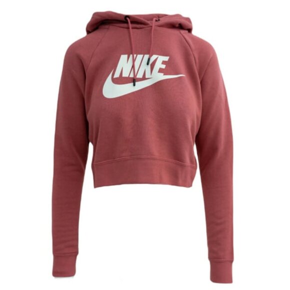 Nike Women's M Sportswear Essential Cropped Hoodie in Antique Rose Athleisure - Picture 2 of 16